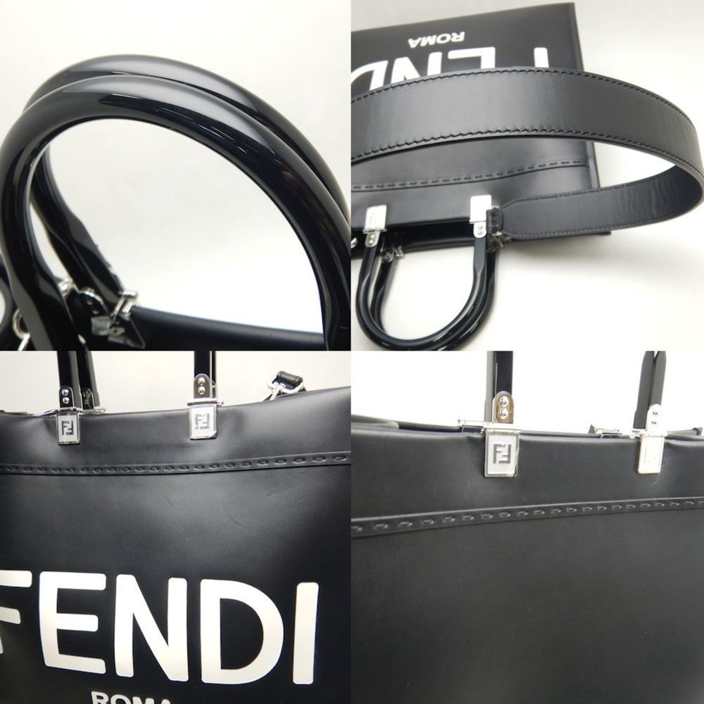 FENDI Sunshine Medium Tote Bag Calf Black - Picture 6 of 10